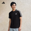 adidas三条纹舒适圆领休闲短袖T恤男夏季阿迪达斯官方轻运动   黑色   XL