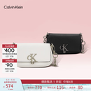 Calvin Klein休闲单肩链条包包字母旋扣翻盖CK女包斜挎马鞍包 YAF-牛乳白 OS