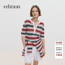editionE+轻生活系列2026春季新款亨利领羊毛花纱彩色条纹针织衫 多色条纹 S