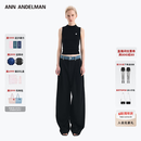 ANN ANDELMAN【王俊凯同款】官方直营 牛仔腰头拼接西裤直筒长裤 黑色 M