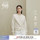 鄂尔多斯1980头道绒 抗静电 秋冬圆领立体刺绣女羊绒开衫 乳白 L 165/88A