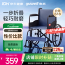 鱼跃(yuwell)轮椅车H051折叠老人轻便旅行手推车钢管免充气胎代步车