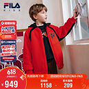 FILA斐乐儿童棉服2026年春男童仿羊羔绒连帽外套新年款拜年服