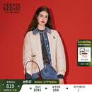 Teenie Weenie小熊女装棉服秋时尚舒适撞色云感牛仔拼接假两件外套 卡其色 M 165