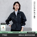 歌力思（ELLASSAY）【商场同款】2026新款优雅柔软亲肤收腰羊皮革皮衣女EWE371X00200 经典黑 S