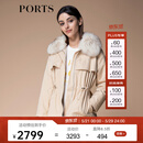 PORTS宝姿秋冬新品女装长袖毛领棉服外套SL9U026LWD040 CAMEL MIX XS