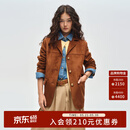 ELAND衣恋仿皮皮衣女复古美拉德通勤外套2026春季新款 棕色(85)Brown S /160