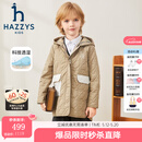 哈吉斯（HAZZYS）品牌童装男女童棉服冬新品舒适柔软防风透湿弹力连帽棉服 燕麦卡其 155