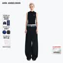 ANN ANDELMAN【王玉雯同款】官方直营 牛仔腰头拼接西裤直筒长裤 黑色 XS
