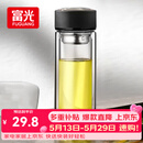 富光 男女士双层玻璃杯 水杯 支持团购定制 304杯子泡茶杯400ML黑