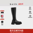 both刘宇宁同款【杨幂同款】男女经典高帮烟管靴切尔西靴厚底长筒靴子 黑色 38