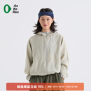 安高若女士轻量透气麻感连帽运动外套 | AnKoRau 豆绿 165 WM