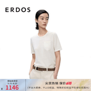 ERDOS【精纺羊毛】25早秋圆领短袖宽松百搭T恤轻薄透气套衫针织衫 白 M 165/84A