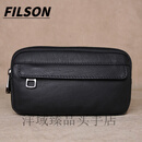 FILSON轻奢品牌双隔层真皮手机腰包头层牛皮手拿包长版钱包大容量卡包 黑色