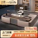 沃霖（wolin）总裁老板桌办公室老板办公桌现代办公桌大班台董事长总裁桌E0级 3.8米文件柜