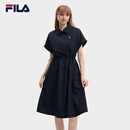 FILA 斐乐官方女子梭织连衣裙2026秋新款裙子时尚休闲舒适衬衫裙 启灵蓝-DB M 165/84A/M