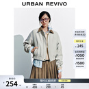UR冬季新款女装复古休闲撞色灯芯绒翻领棉服UYY150073 冷灰 S