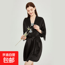 春夏新款睡袍女士气质优雅晨袍桑蚕丝丝绸单袍家居服外袍NY1Y 单袍-玛瑙黑 XL