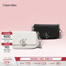 Calvin Klein【520礼物】休闲单肩链条包包字母旋扣翻盖CK女包斜挎马鞍包 YAF-牛乳白 OS