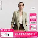 朗姿【Basic衣橱】律师系列气质职业通勤时尚百搭西装西服上衣 卡其绿色 L