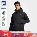 FILA 斐乐官方男士梭织上衣2026春新款户外运动舒适拼色连帽外套 深黑-BK 2XL 185/104A/XXL