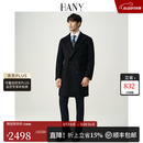 汉尼（HANY）【超厚100骆驼绒】大衣男商务呢子毛呢男士双排扣黑色外套风衣冬 布瑞亚暗夜黑【单码定制版型】 S (46) 【建议130斤以内】