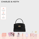 CHARLES&KEITH鳄鱼纹凯莉包手提斜挎婚包包女包生日礼物送女友CK2-50270880-1 Black黑色 S