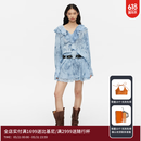 RE'VAN芮范新品设计师款质感蓝色蛇纹短裙套装RL12403167 蓝色（花） M /38