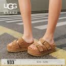 UGG夏季女士时尚舒适纯色厚底露趾可调式束带休闲凉拖鞋 1155458 CHE | 栗色 36 建议正码正拍