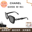 香奈儿（CHANEL）辛芷蕾赵露思同款墨镜镶钻字母镂空logo方形太阳镜618节日送礼 黑色CH5422B-C501/T8 防紫外线（UVA/UVB）