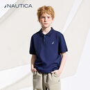 诺帝卡（NAUTICA）NAUTICA诺帝卡童装男童短袖t恤珠地棉夏季衣服儿童polo衫女童上衣 藏青 170