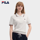 FILA 斐乐官方女子编织衫2026简约休闲百搭翻领短袖POLO上衣