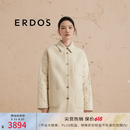 ERDOS 简约双面毛呢拼接宽松系带落肩女棉服外套 奶昔白 S 160/80A