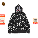 BAPE男装26年春夏夜光迷彩全拉链鲨鱼连帽卫衣开衫外套302151Q 黑色BKX 均码 L