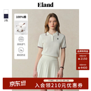 ELAND【100%棉】衣恋针织T恤女polo短袖修身显瘦上衣夏季新款 象牙白/白色(39)Ivory-B款F37R36 M /165
