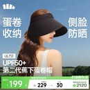 蕉下（beneunder）蛋卷灯罩帽防晒帽女遮阳帽太阳帽大檐空顶帽男加长侧檐全脸遮阳黑