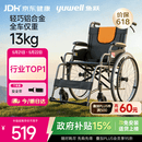鱼跃 (yuwell)手动轮椅车H062折叠老人轻便免充气铝合金旅行手推代步