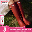 HUNTER雨靴户外露营女鞋惠灵顿经典英伦防水防滑骑士靴女长筒女靴高筒靴 哑光军红色/MLR 37