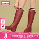 HUNTER【修饰腿型】户外露营女鞋Refined防水防滑高筒靴长筒靴网红女靴 军红色/MLR 37