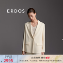 ERDOS 春夏桑蚕丝西服宽松修身显瘦翻领商务通勤休闲女西装外套 香草白 S 155/80A