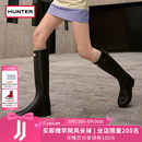 HUNTER【修饰腿型】户外露营女鞋Refined防水防滑高筒靴长筒靴网红女靴  哑光黑色/黑红色logo/BLK 38