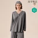 sohiwoo月子服夏薄款孕妇哺乳睡衣竹棉夏季吸汗待产妇孕期家居服 云柔灰+发带【天竹柔软透气、不勒肚无束缚感】 XL