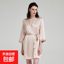 19姆米重磅真丝睡袍感桑蚕丝轻奢家居服晨袍 浅杏色睡袍 XL