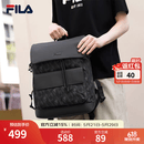 FILA【黑武士】 斐乐男包复古背包老花双肩包通勤书包大容量电脑包 正黑色-BK XS