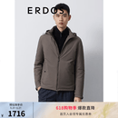 ERDOS 纯色加厚保暖外套短款连帽通勤风商务休闲男棉服 卡其灰 XL 180/100A