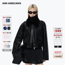 ANN ANDELMAN【颖儿同款】黑色毛领短款皮衣外套秋冬翻领加厚保暖夹克 黑色 XS