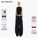 ANN ANDELMAN【王俊凯同款】官方直营 牛仔腰头拼接西裤直筒长裤 黑色 M