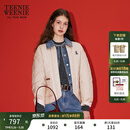 Teenie Weenie小熊女装棉服秋时尚舒适撞色云感牛仔拼接假两件外套 卡其色 M 165