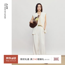 噢姆（AUM）【轻松套装】AUM噢姆2026年夏季新款丝麻平纹气质V领宽松马甲长裤 白色下装 XL