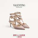 华伦天奴VALENTINO[礼物]女士 ROCKSTUD 铆钉高跟鞋凉鞋 裸粉色 39